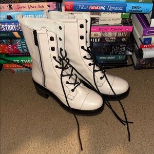 MICHAEL Michael Kors White Combat Boots